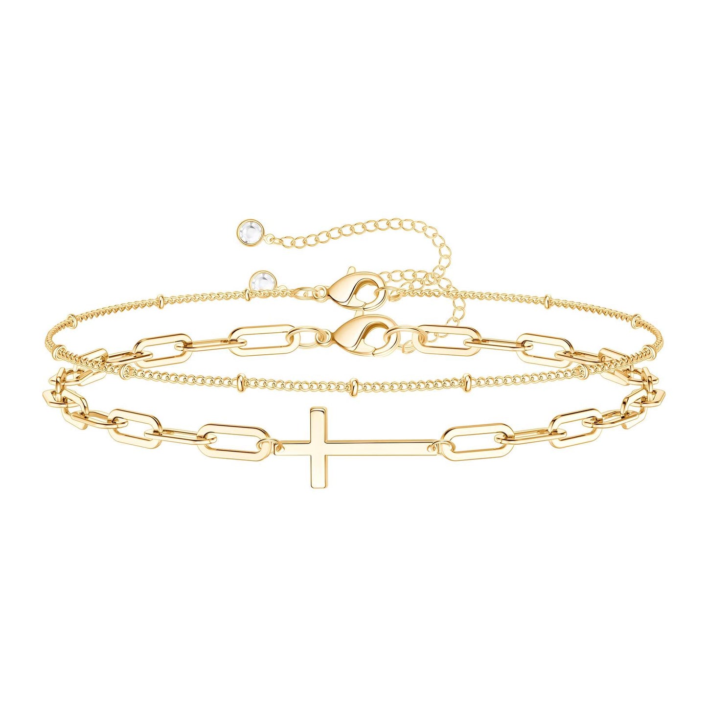 Crosses bracelet 18K gold plated stainless steel jewellery gift