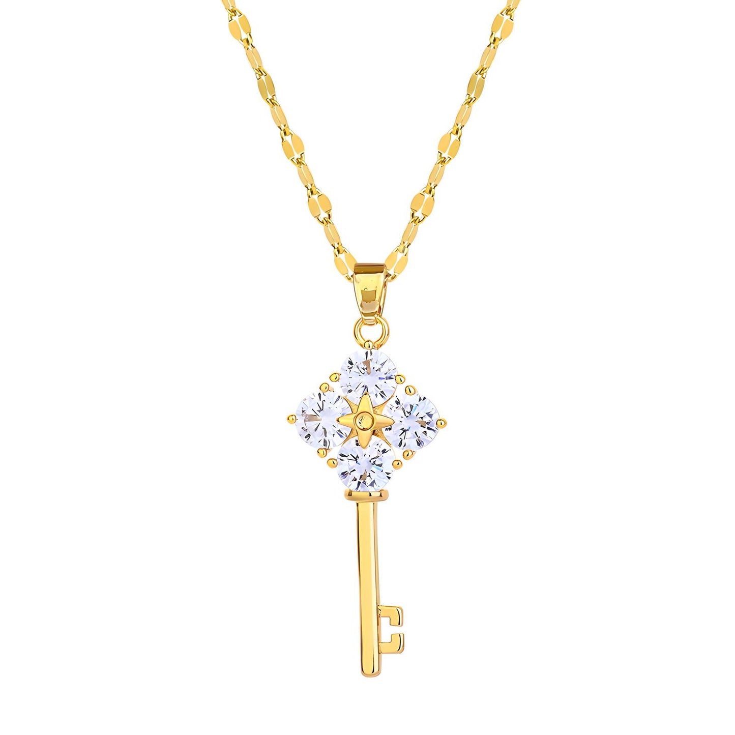 Key necklace 18K gold plated stainless steel jewellery for her
