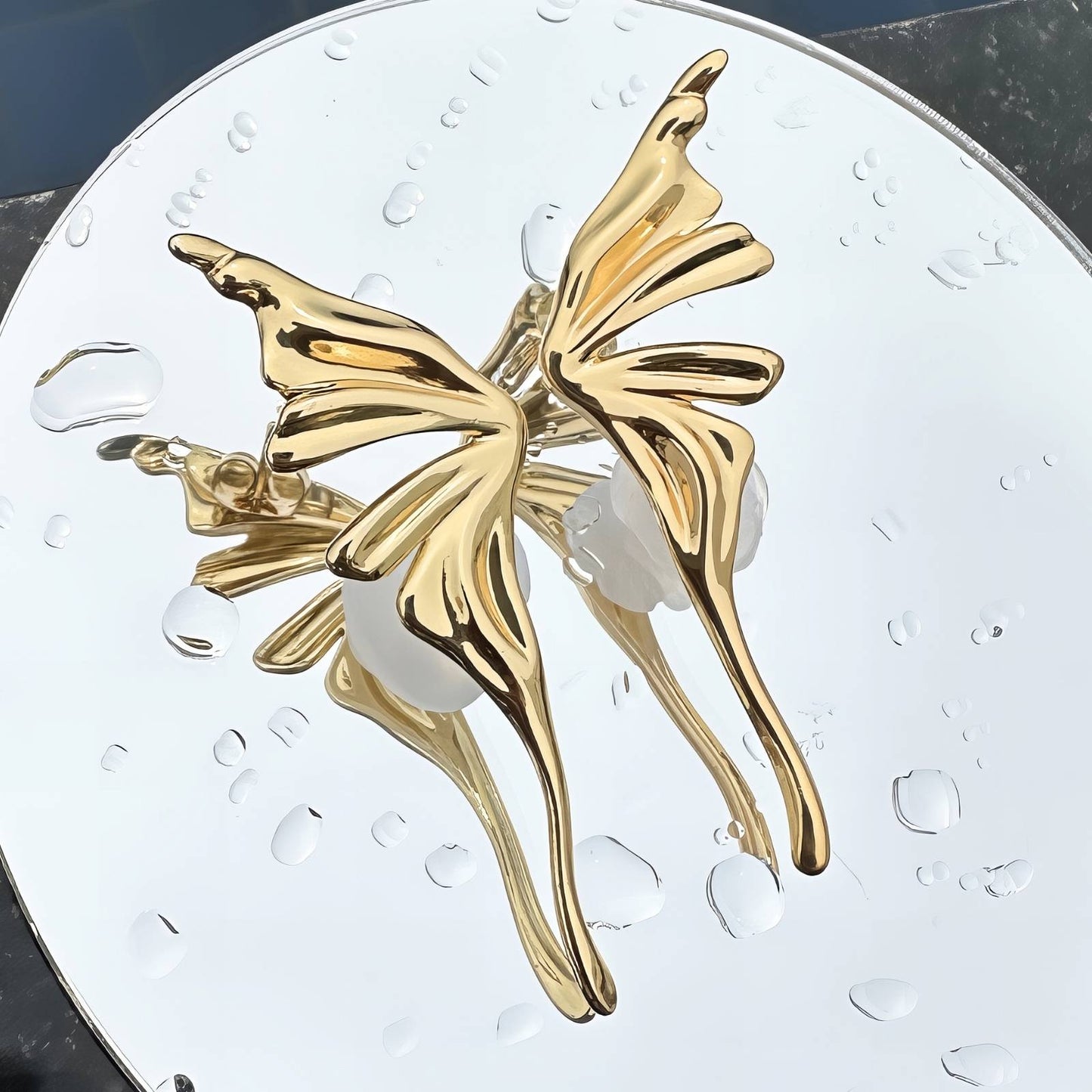 Earrings, 18K Gold Plated Steel