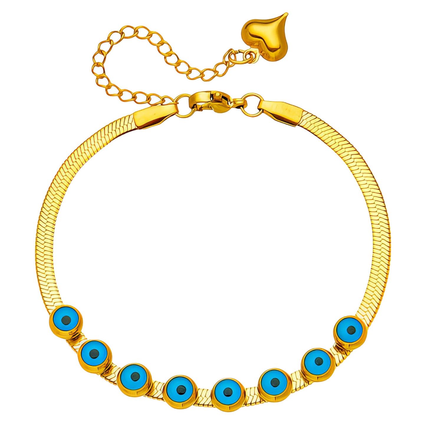 Evil Eyes Bracelet, 18K Gold Plated Steel