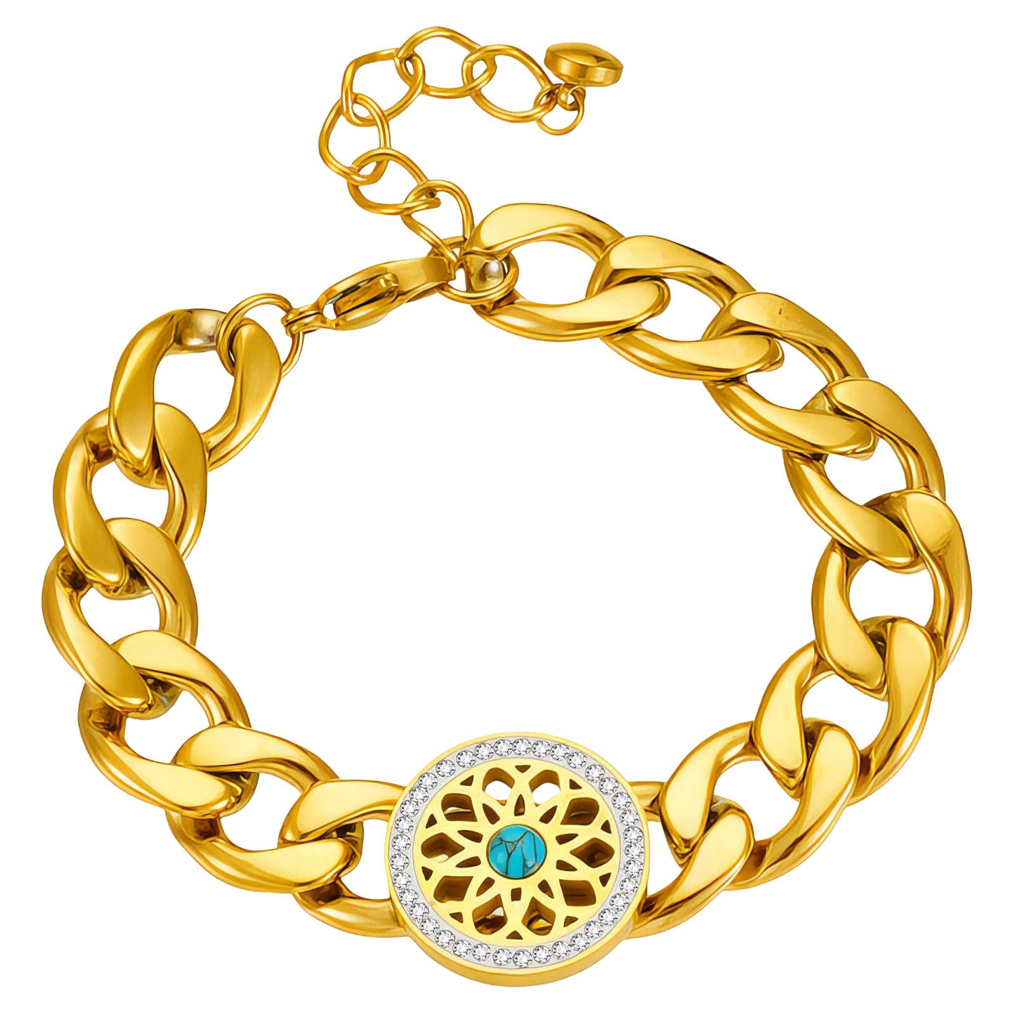 Flower Bracelet, 18K Gold Plated Steel