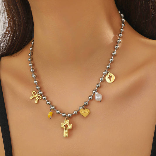 Cross necklace 18K gold plated stainless steel jewellery gift for her