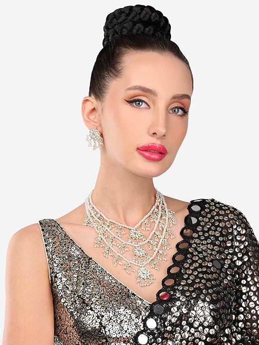 ZAVERI PEARLS Kundan Pearls Necklace Set For Women Bridal(with Earrings)