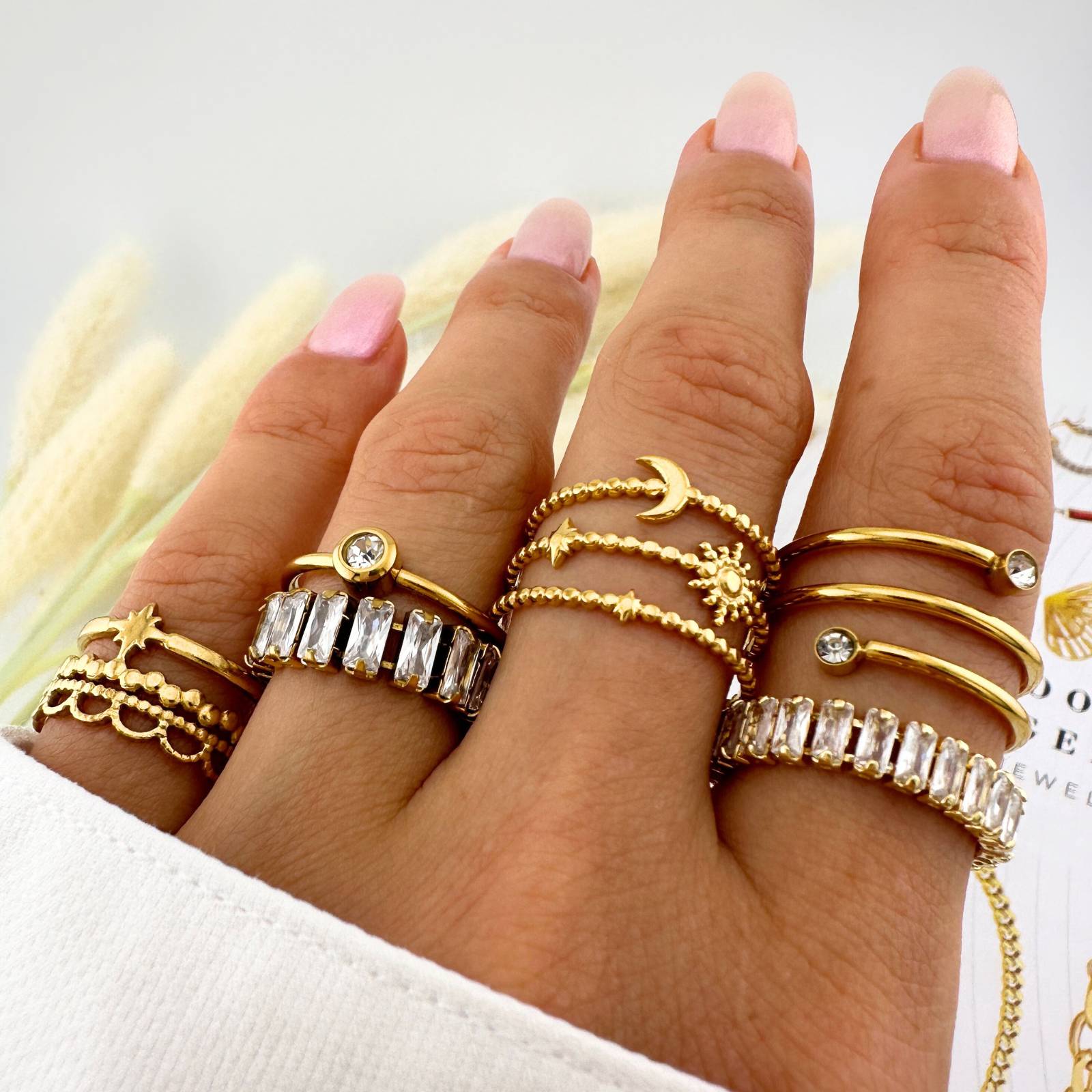 Gold plated ring 18K stainless steel elegant women’s designer jewellery
