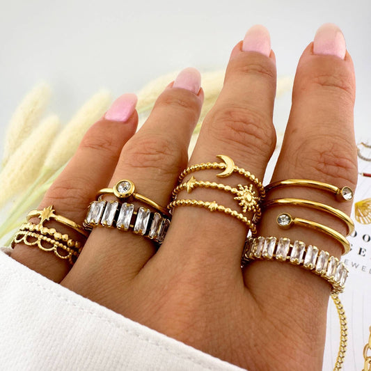 Gold plated ring 18K stainless steel elegant women’s designer jewellery