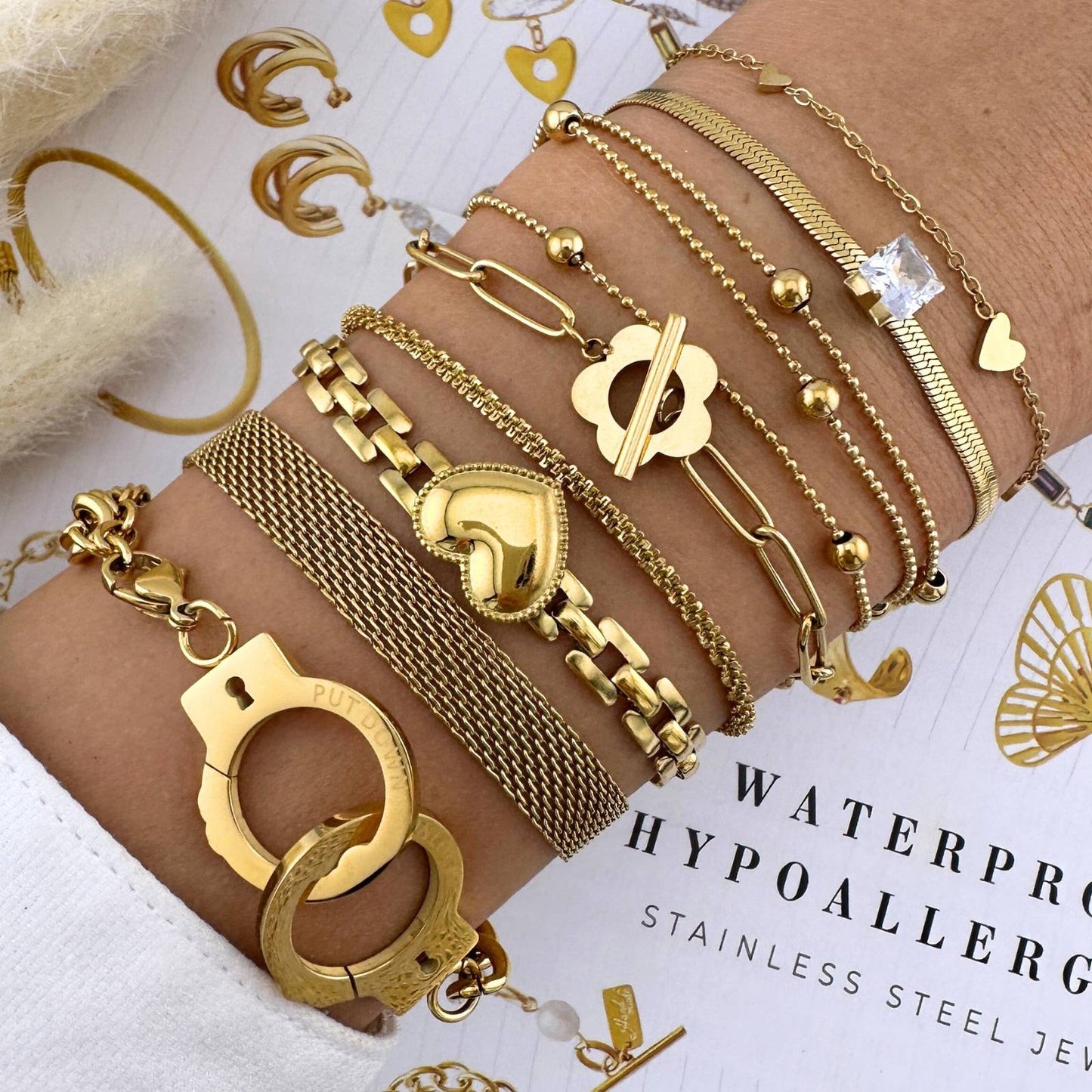 Bracelet, 18K Gold Plated Steel