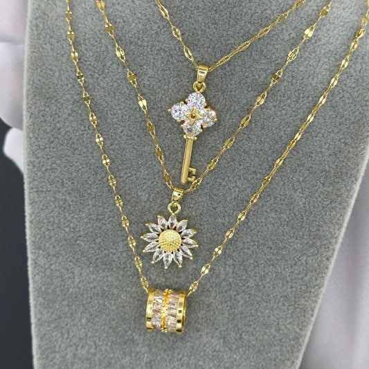 Key necklace 18K gold plated stainless steel jewellery for her