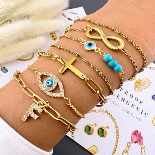 Crosses bracelet 18K gold plated stainless steel jewellery gift