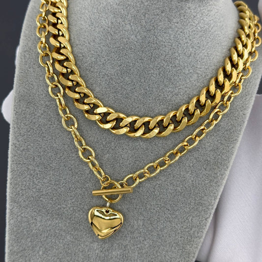 Heart necklace 18K gold plated stainless steel jewellery gift for women