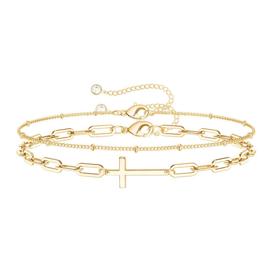 Crosses bracelet 18K gold plated stainless steel jewellery gift