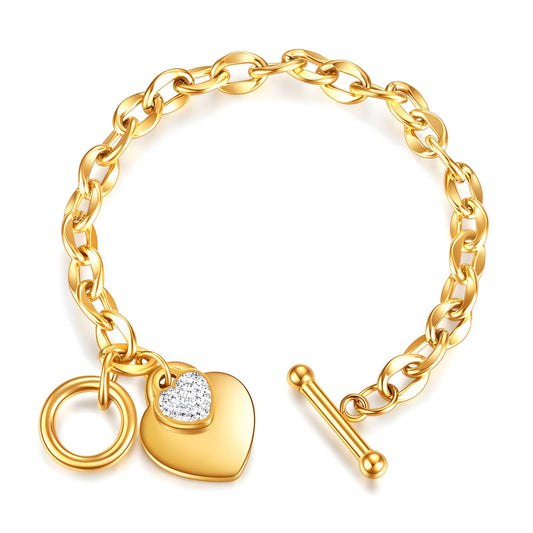 Hearts bracelet 18K gold plated stainless steel elegant jewellery for women