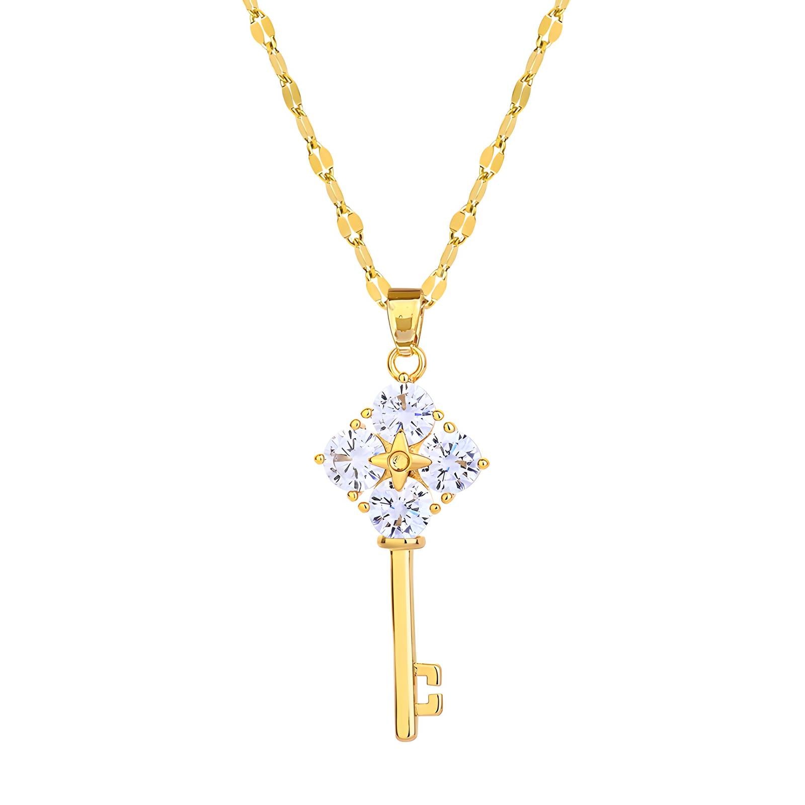 Key necklace 18K gold plated stainless steel jewellery for her