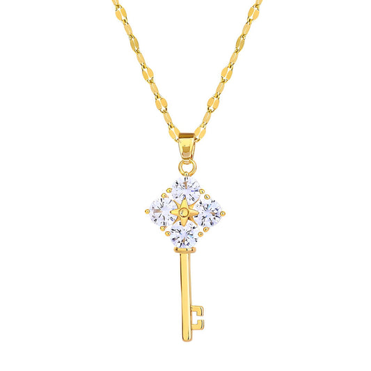 Key necklace 18K gold plated stainless steel jewellery for her