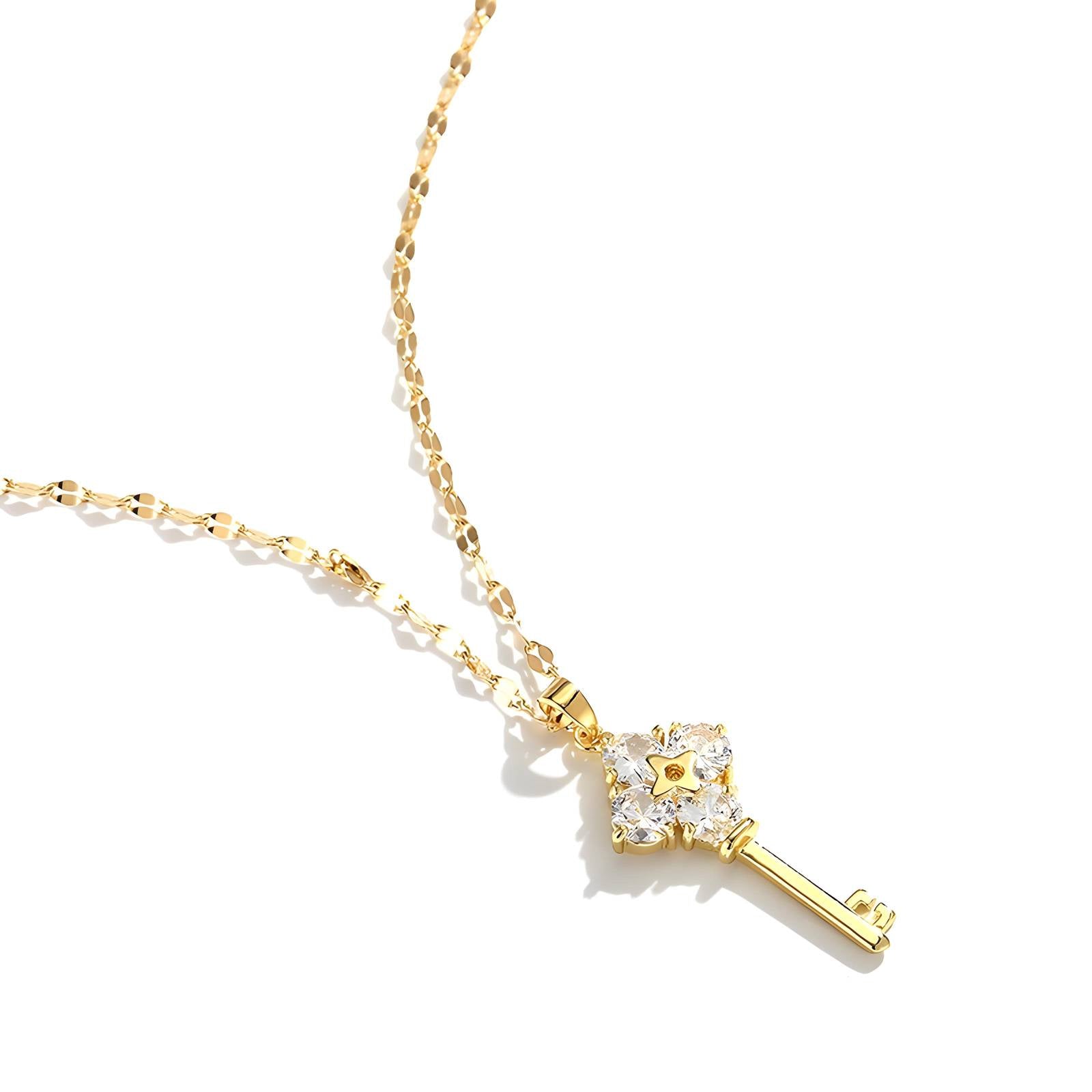 Key necklace 18K gold plated stainless steel jewellery for her