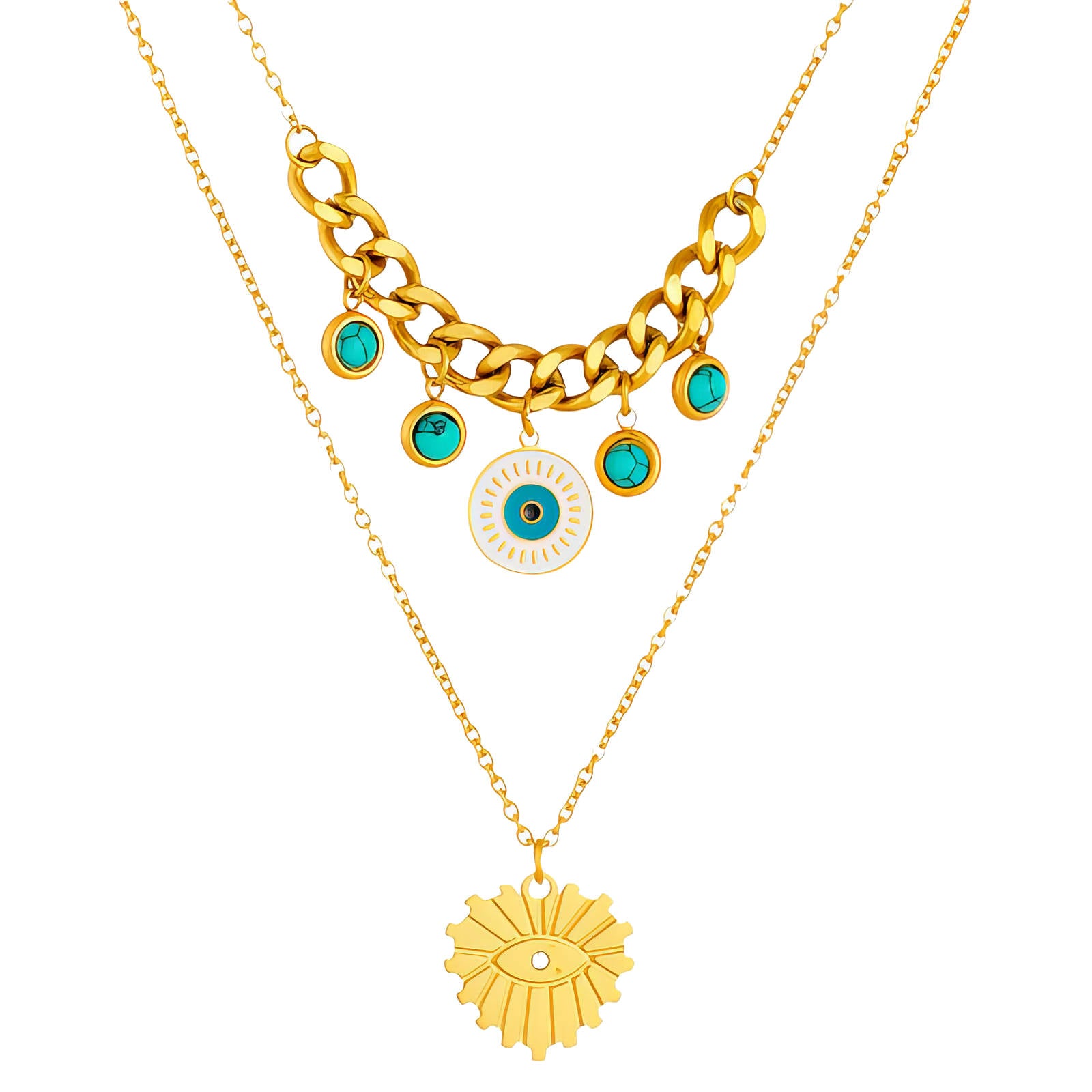 Women’s evil eye necklace 18K gold plated stainless steel jewellery