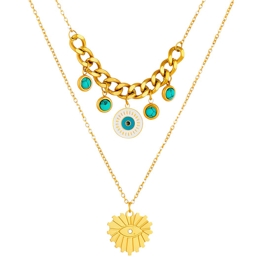Women’s evil eye necklace 18K gold plated stainless steel jewellery