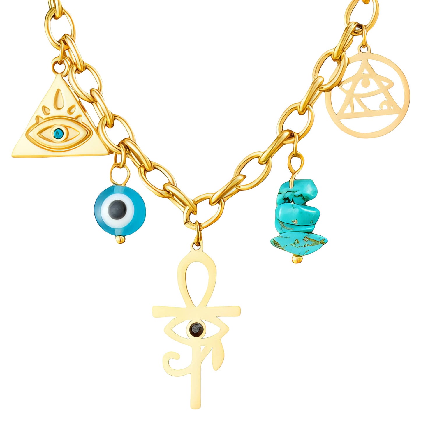 Evil eye necklace 18K gold plated stainless steel protection jewellery